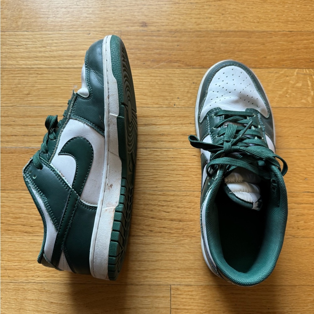 Green and White Low-Top Nike sneakers